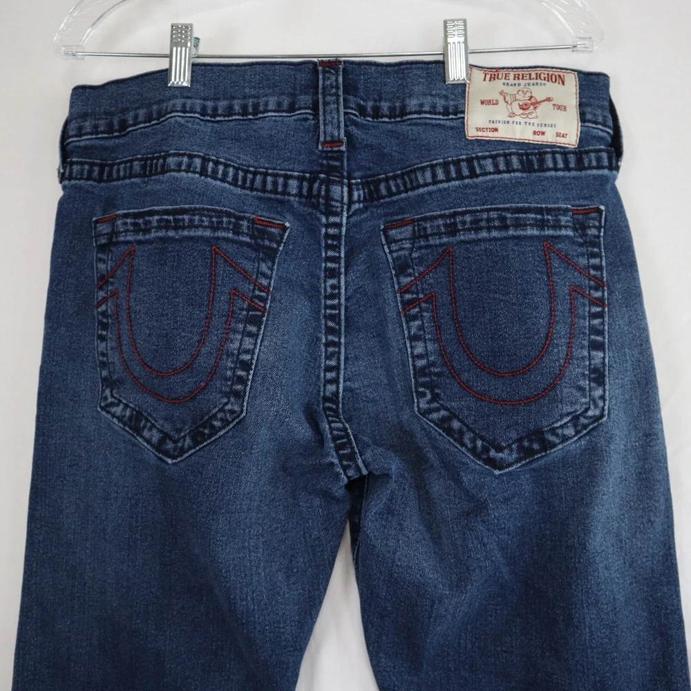 True‎ Religion Jeans Mens 34 Ricky Relaxed Straight Stretch Flex Denim Dark Blue